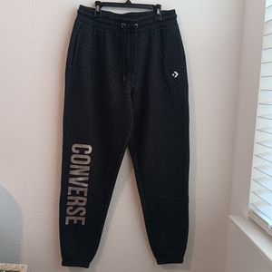Converse Sweatpants Women Size M Gray Glitters